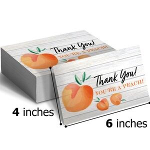 NEW!🍑25 Premium Cardstock - Peach Thank you cards 4 x 6 inch